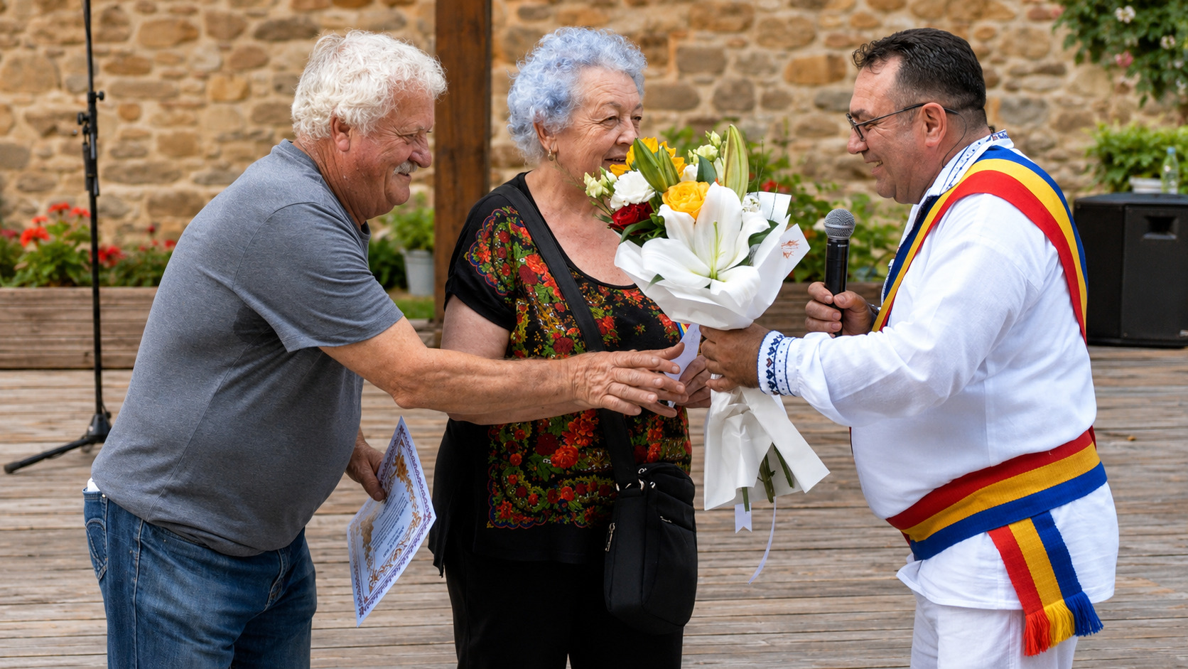 Primarul Gheorghe Gîngu premiază un cuplu la 50 de ani de căsătorie Primarul comunei Bujoreni, Gheorghe Gîngu, premiază un cuplu care a împlinit 50 de ani de căsătorie la Ziua Comunei Bujoreni și Ziua Iei